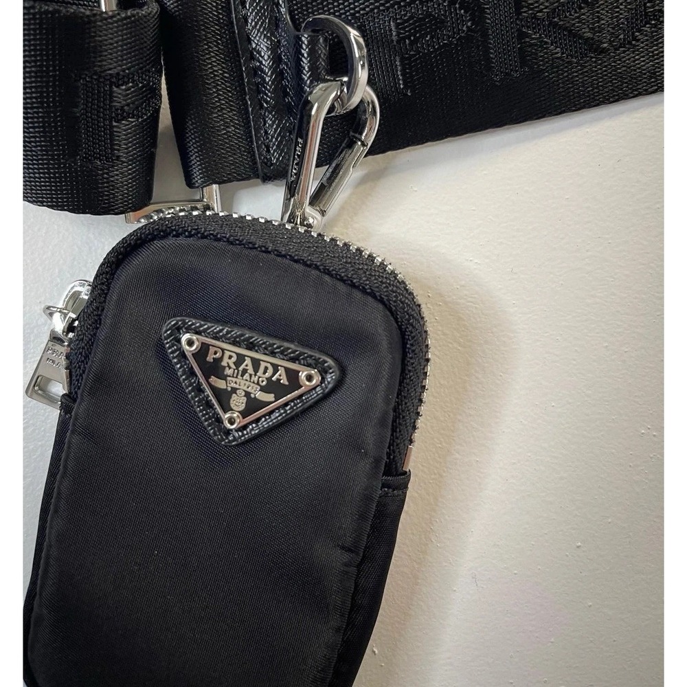 Prada Triangle‎ Logo Mini Pouch Nylon Waist Bag Accessories Re-Nylon Holder Hook